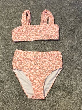 Women’s Cupshe Floral Two-Piece Swim Set - Pink Floral